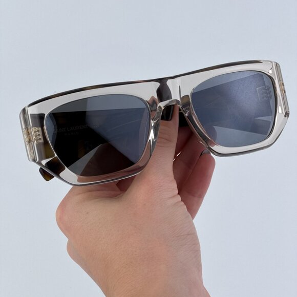 Saint Laurent SL740 003 BRAND NEW Sunglasses Beige Havana Silver Square Unisex main image 12